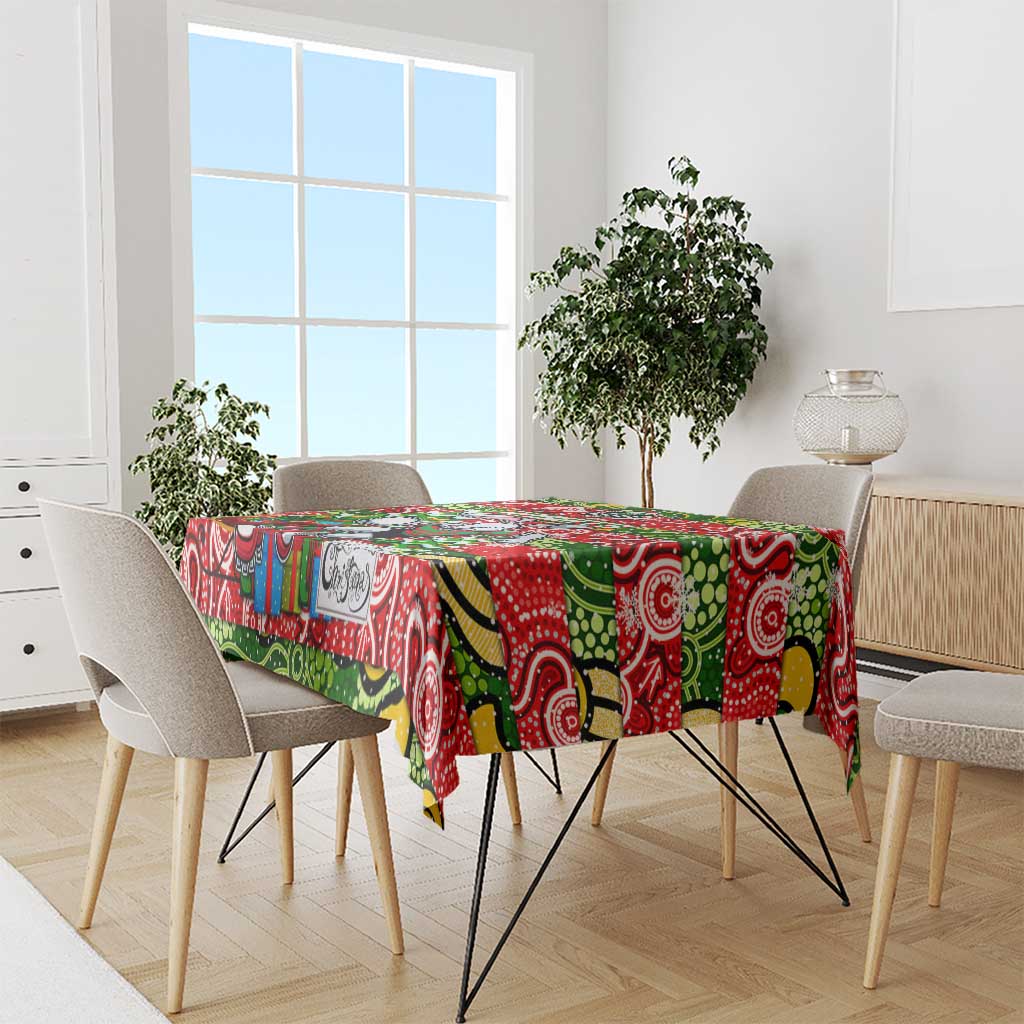 Rabbitohs Rugby Merry Christmas Tablecloth Indigenous Australian Art