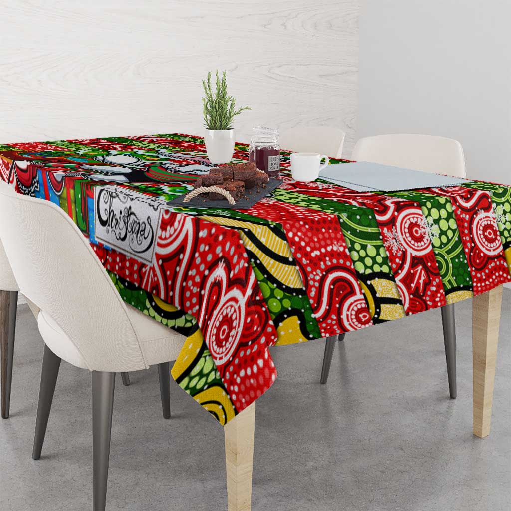Rabbitohs Rugby Merry Christmas Tablecloth Indigenous Australian Art