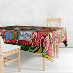 Rabbitohs Rugby Merry Christmas Tablecloth Indigenous Australian Art
