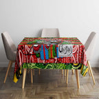 Rabbitohs Rugby Merry Christmas Tablecloth Indigenous Australian Art