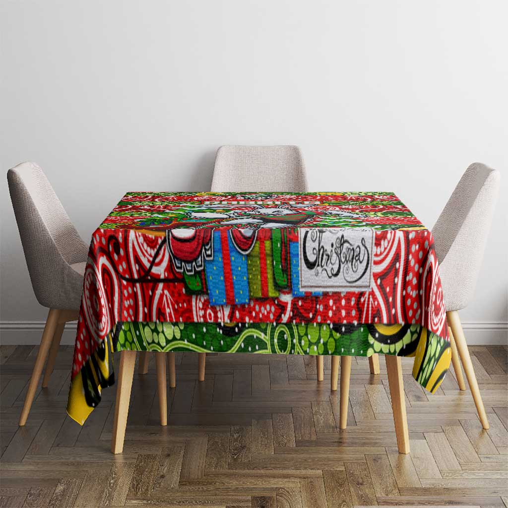 Rabbitohs Rugby Merry Christmas Tablecloth Indigenous Australian Art