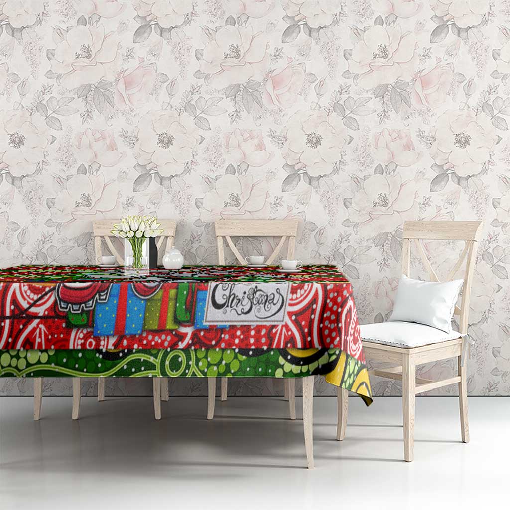 Rabbitohs Rugby Merry Christmas Tablecloth Indigenous Australian Art