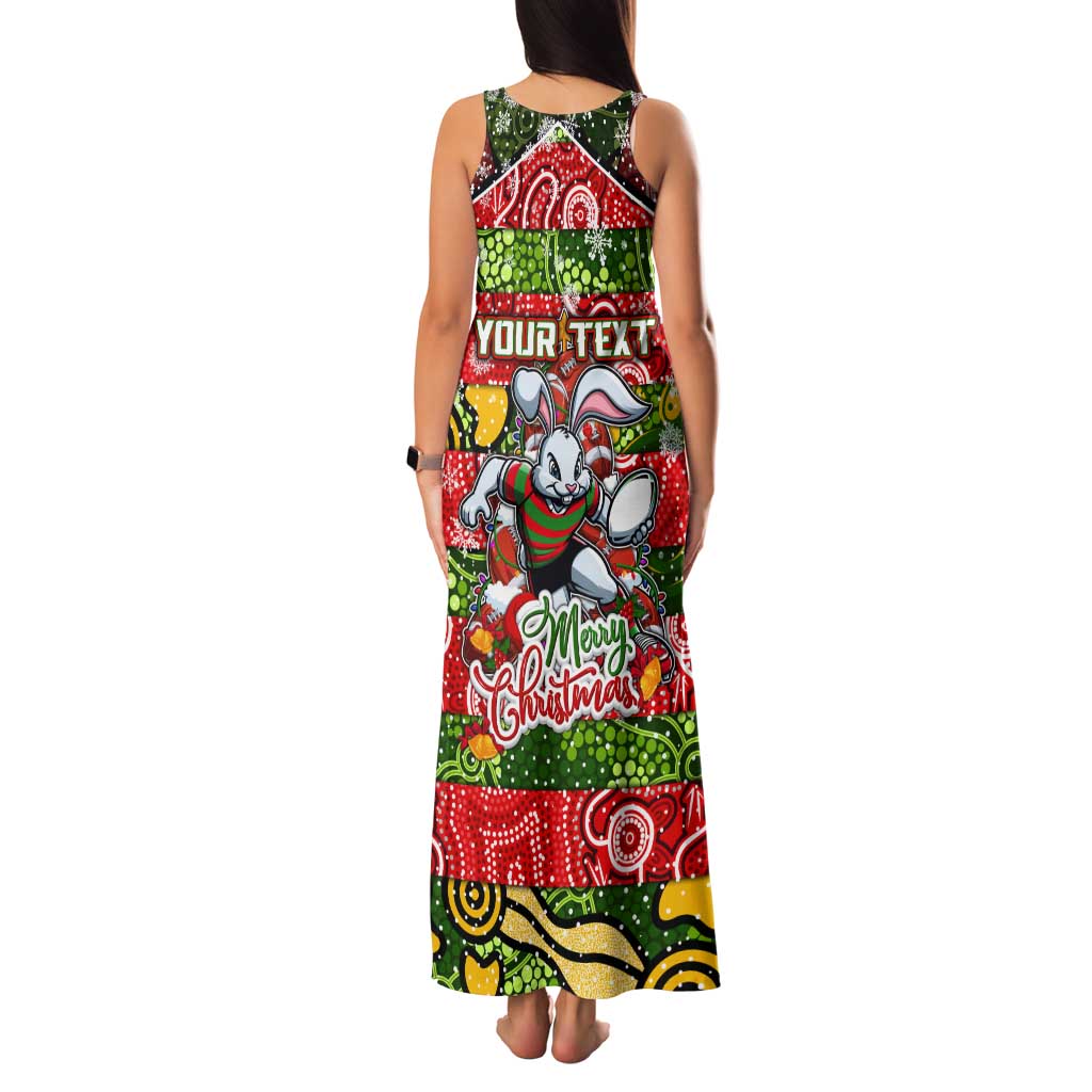 Custom Rabbitohs Rugby Merry Christmas Tank Maxi Dress Indigenous Australian Art