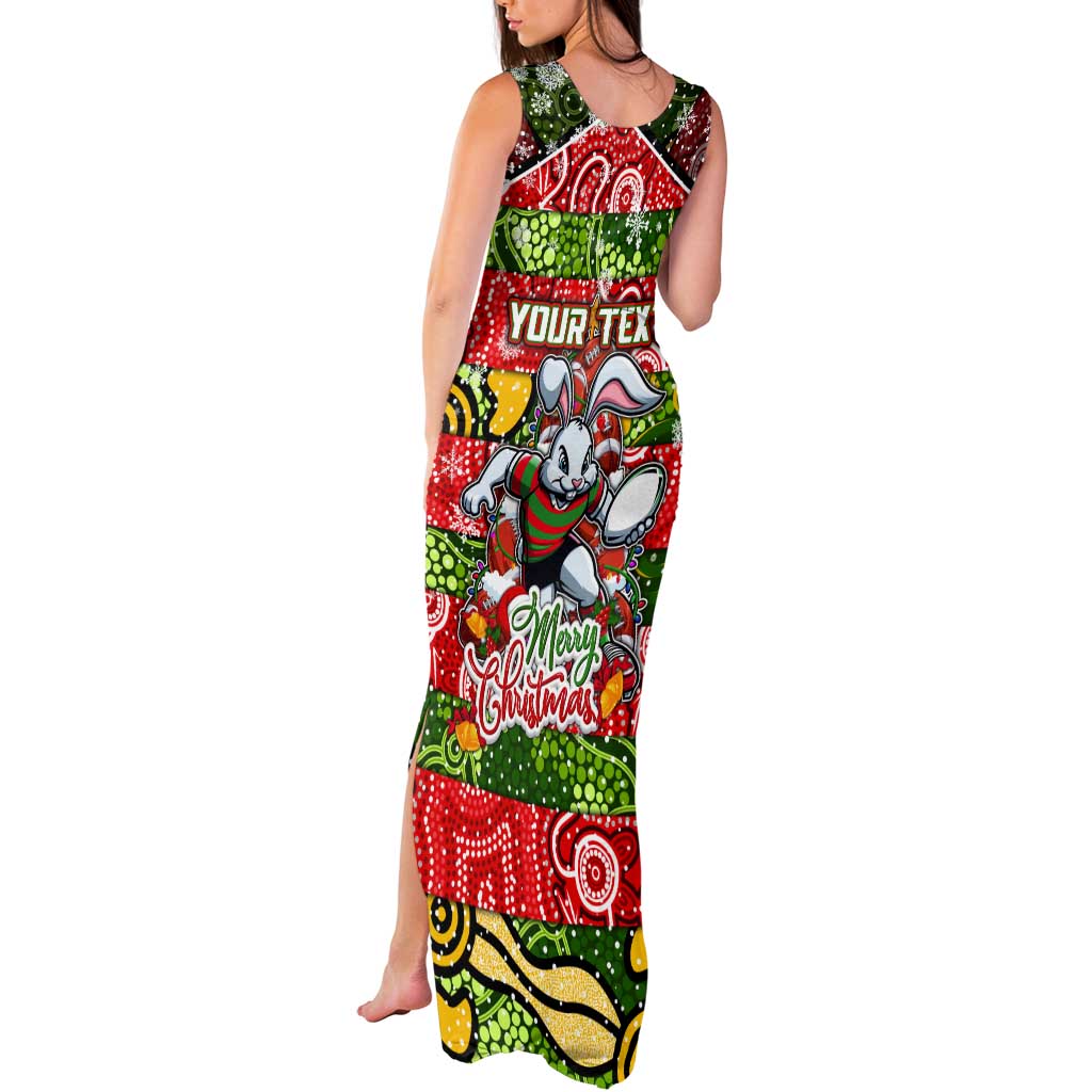Custom Rabbitohs Rugby Merry Christmas Tank Maxi Dress Indigenous Australian Art