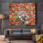 Rabbitohs Rugby Merry Christmas Tapestry Indigenous Australian Art