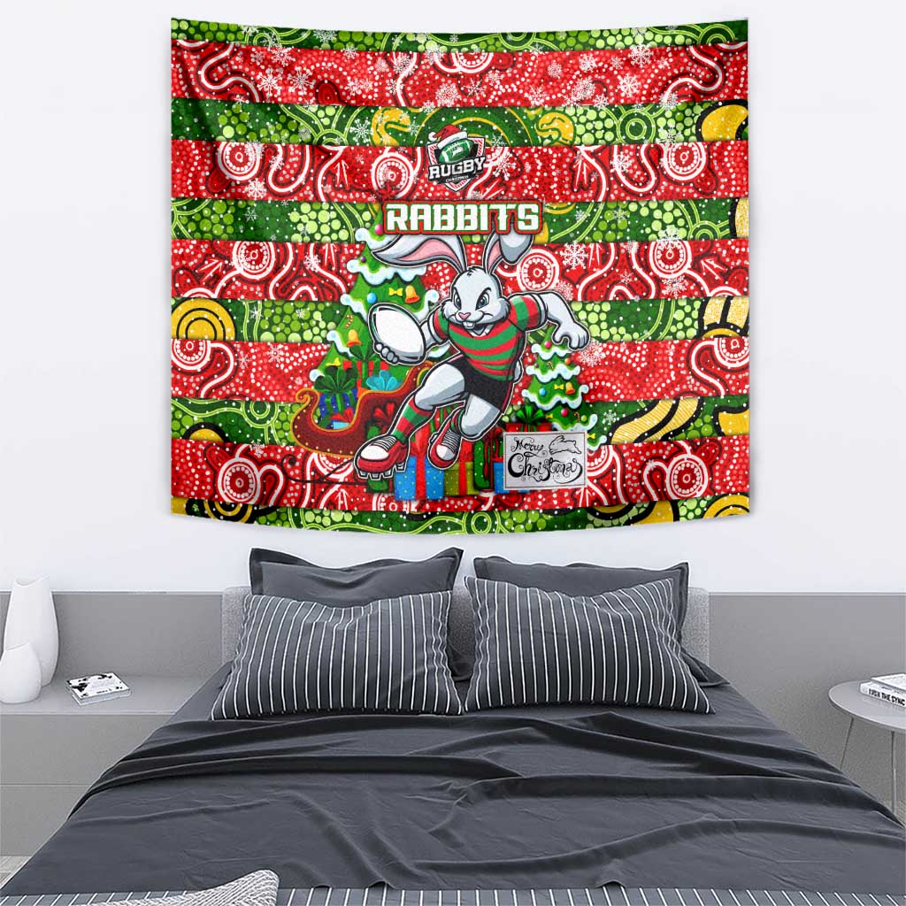 Rabbitohs Rugby Merry Christmas Tapestry Indigenous Australian Art