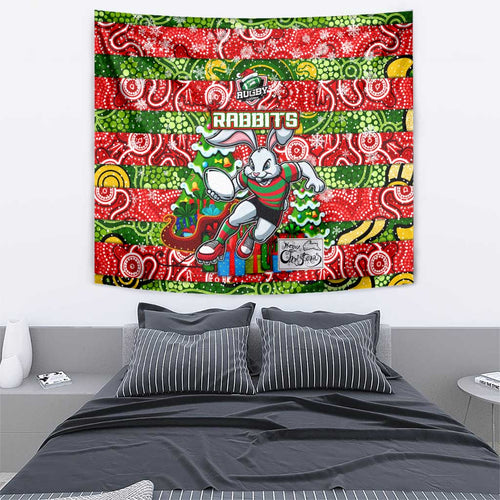 Rabbitohs Rugby Merry Christmas Tapestry Indigenous Australian Art