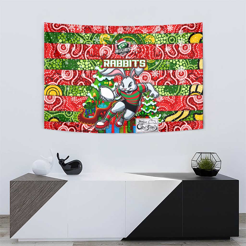 Rabbitohs Rugby Merry Christmas Tapestry Indigenous Australian Art