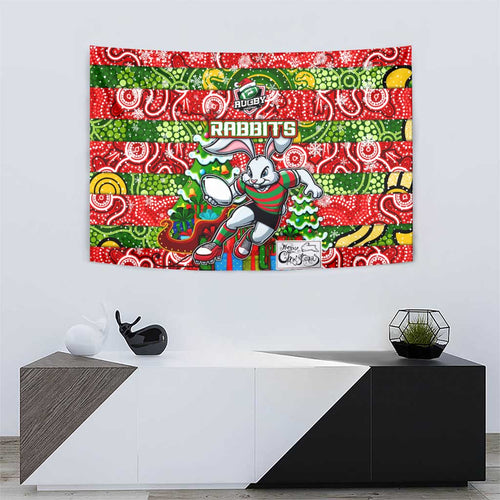 Rabbitohs Rugby Merry Christmas Tapestry Indigenous Australian Art