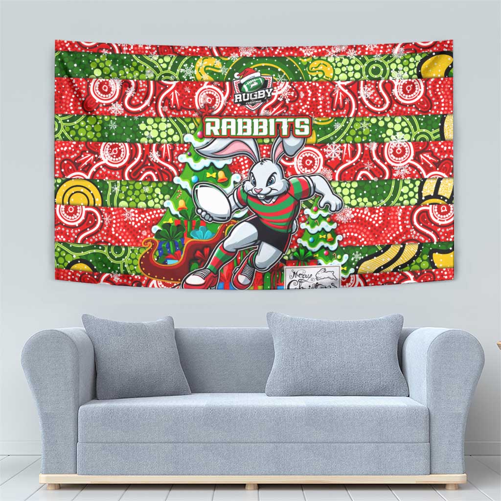 Rabbitohs Rugby Merry Christmas Tapestry Indigenous Australian Art