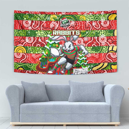Rabbitohs Rugby Merry Christmas Tapestry Indigenous Australian Art