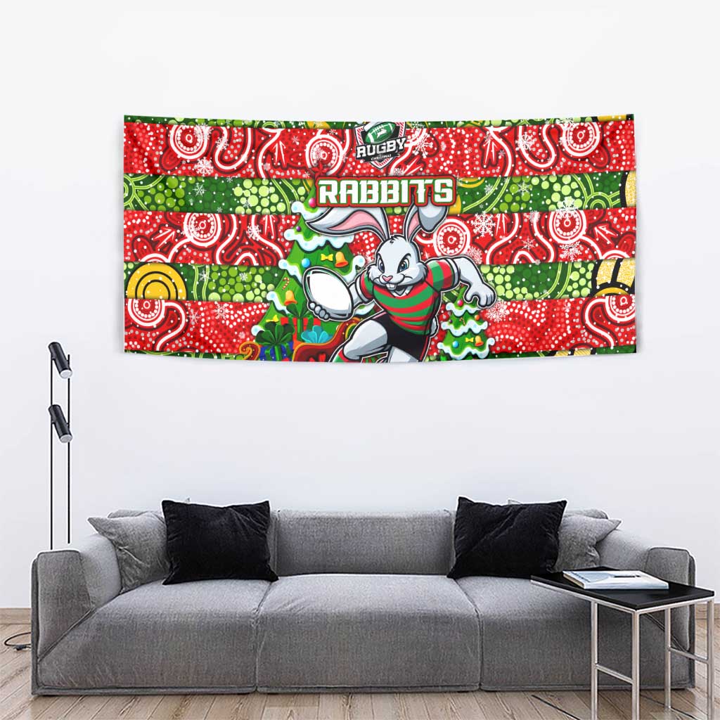 Rabbitohs Rugby Merry Christmas Tapestry Indigenous Australian Art