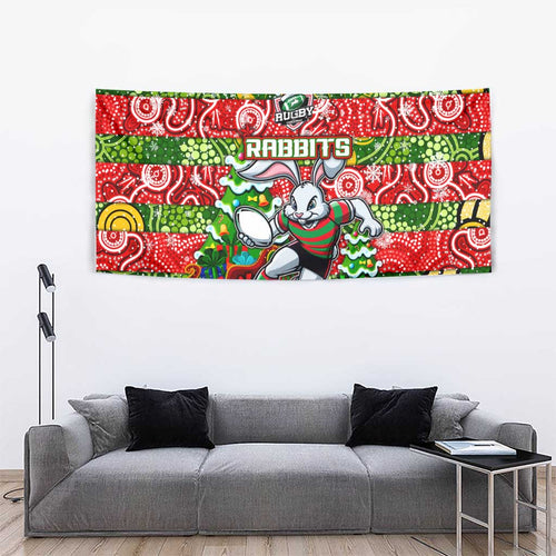 Rabbitohs Rugby Merry Christmas Tapestry Indigenous Australian Art