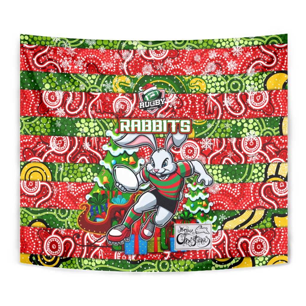 Rabbitohs Rugby Merry Christmas Tapestry Indigenous Australian Art