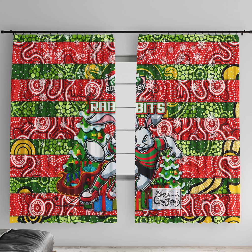 Rabbitohs Rugby Merry Christmas Window Curtain Indigenous Australian Art