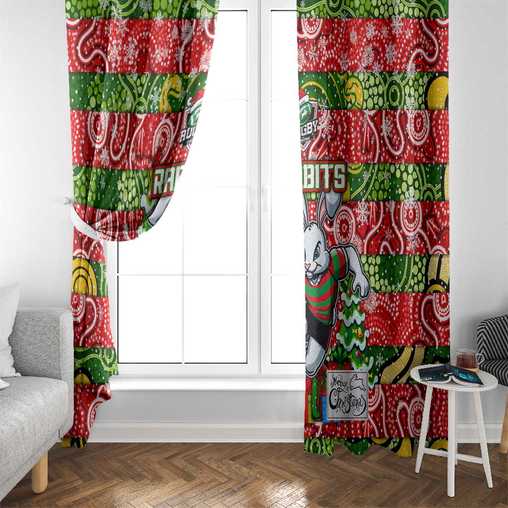 Rabbitohs Rugby Merry Christmas Window Curtain Indigenous Australian Art