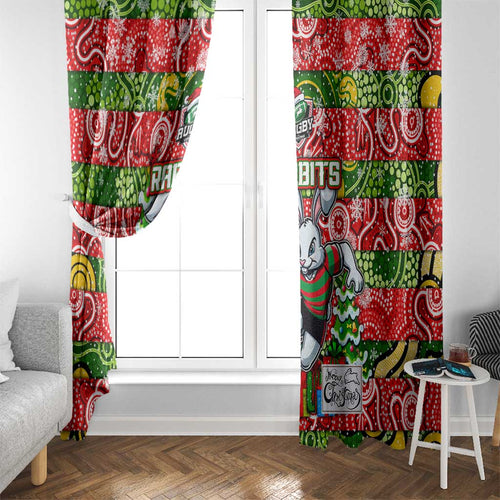 Rabbitohs Rugby Merry Christmas Window Curtain Indigenous Australian Art