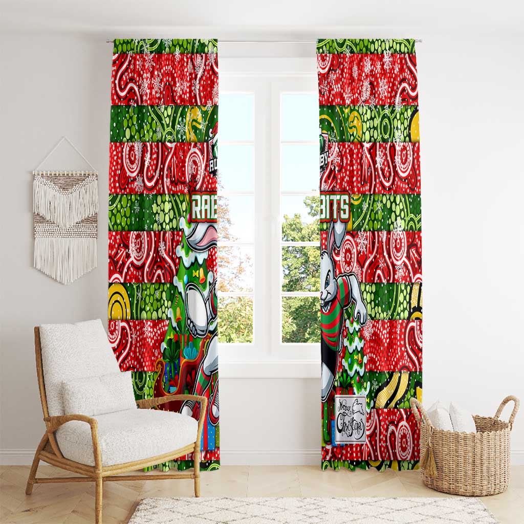 Rabbitohs Rugby Merry Christmas Window Curtain Indigenous Australian Art