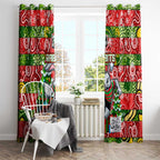 Rabbitohs Rugby Merry Christmas Window Curtain Indigenous Australian Art