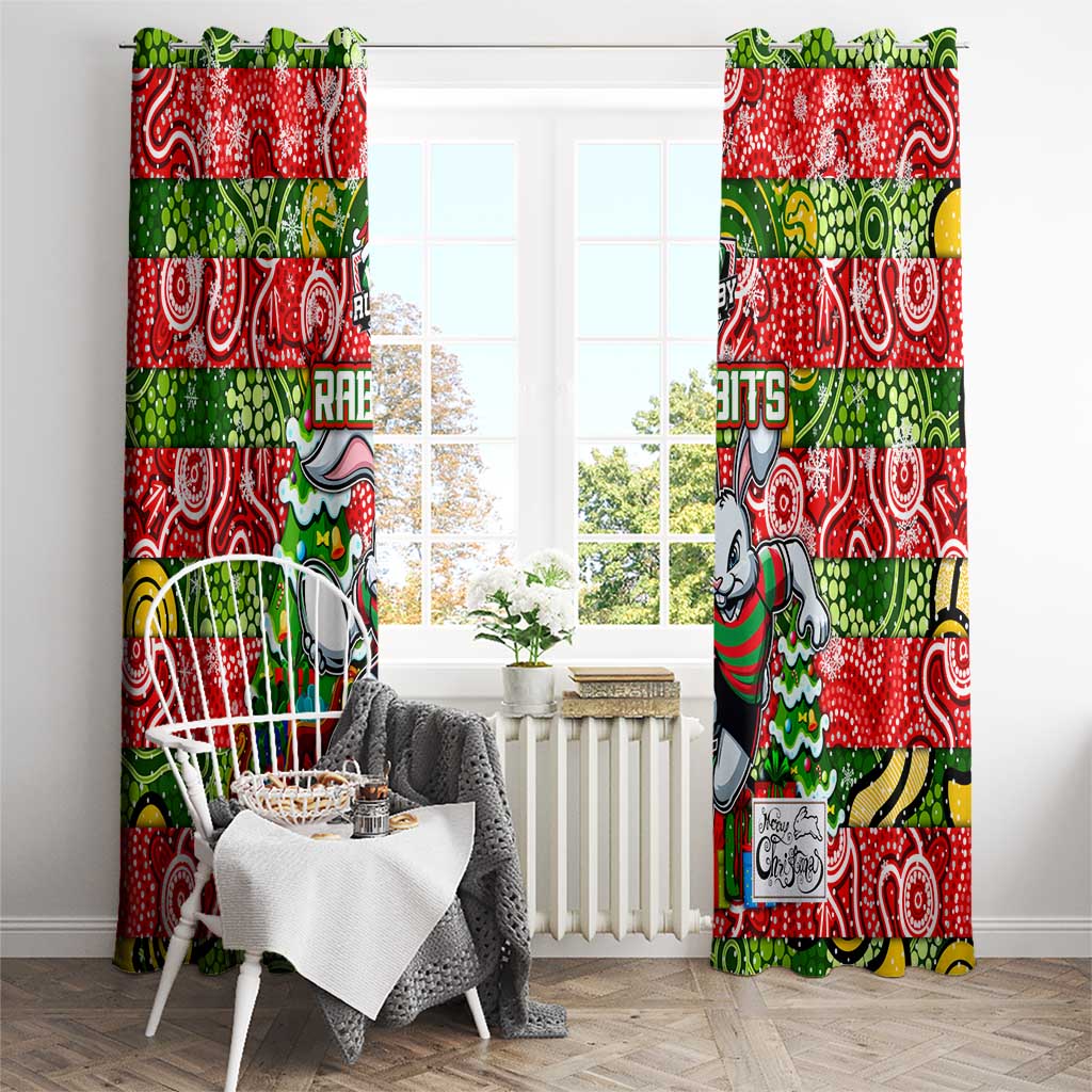 Rabbitohs Rugby Merry Christmas Window Curtain Indigenous Australian Art