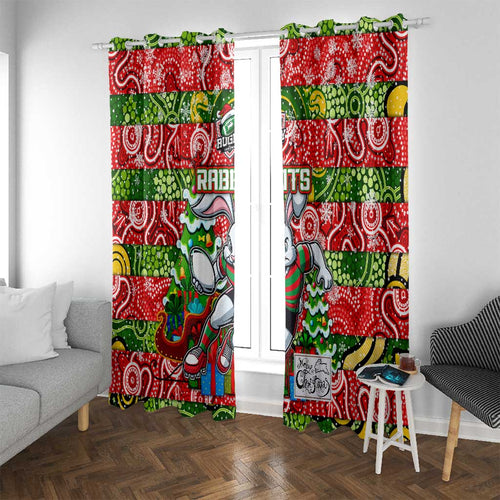Rabbitohs Rugby Merry Christmas Window Curtain Indigenous Australian Art