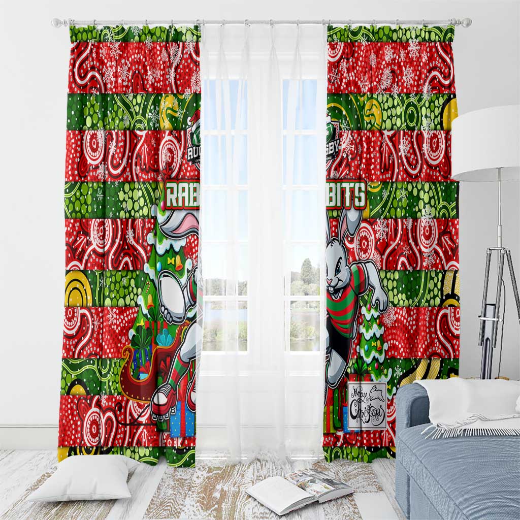 Rabbitohs Rugby Merry Christmas Window Curtain Indigenous Australian Art