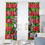 Rabbitohs Rugby Merry Christmas Window Curtain Indigenous Australian Art