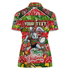 Custom Rabbitohs Rugby Merry Christmas Women Polo Shirt Indigenous Australian Art
