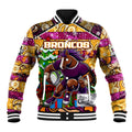 Custom Broncos Rugby Merry Christmas Baseball Jacket Indigenous Australian Art