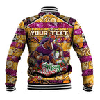 Custom Broncos Rugby Merry Christmas Baseball Jacket Indigenous Australian Art