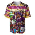 Custom Broncos Rugby Merry Christmas Baseball Jersey Indigenous Australian Art