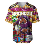 Custom Broncos Rugby Merry Christmas Baseball Jersey Indigenous Australian Art