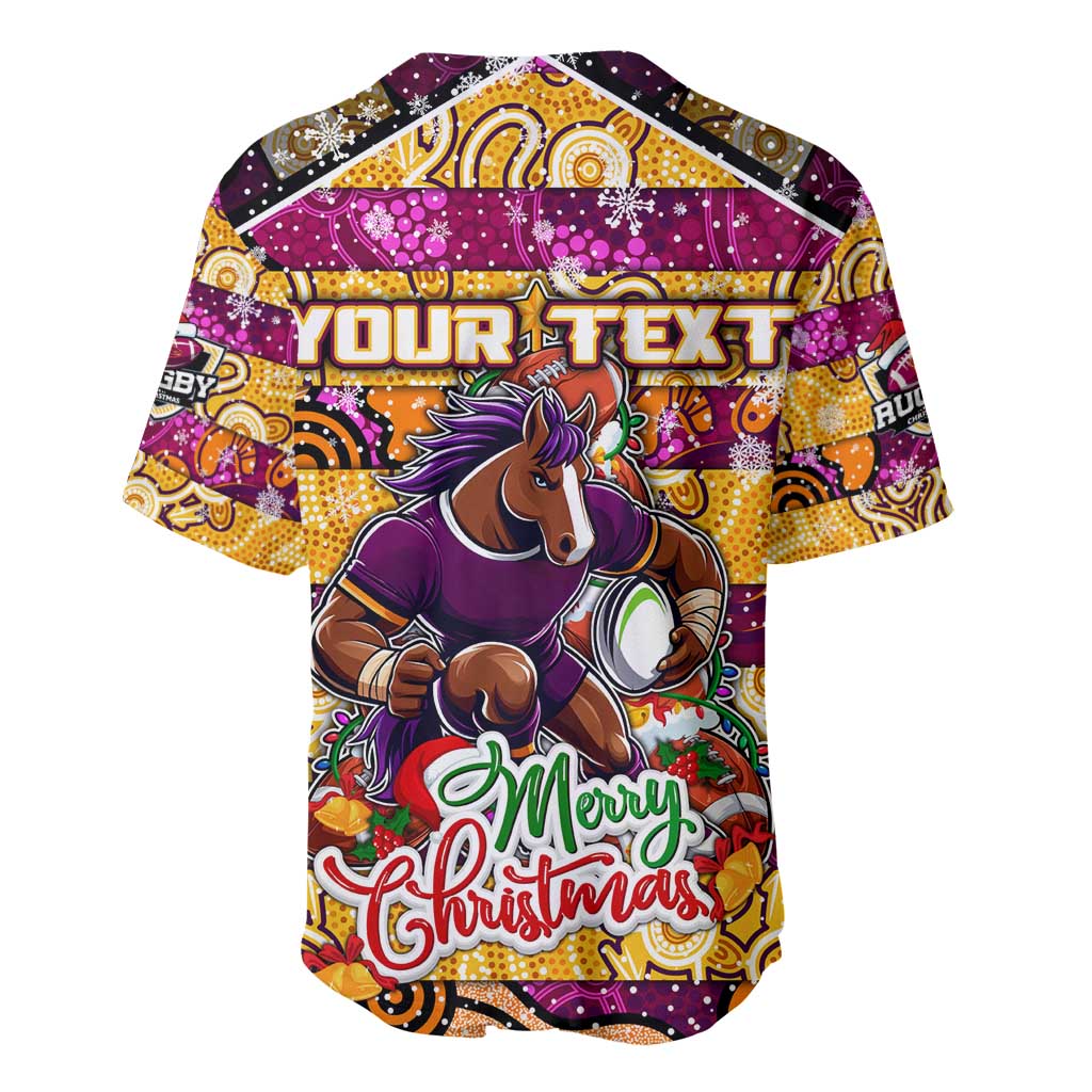 Custom Broncos Rugby Merry Christmas Baseball Jersey Indigenous Australian Art