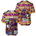Custom Broncos Rugby Merry Christmas Baseball Jersey Indigenous Australian Art
