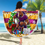 Broncos Rugby Merry Christmas Beach Blanket Indigenous Australian Art