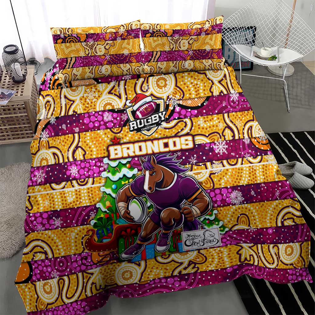 Broncos Rugby Merry Christmas Bedding Set Indigenous Australian Art