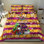 Broncos Rugby Merry Christmas Bedding Set Indigenous Australian Art