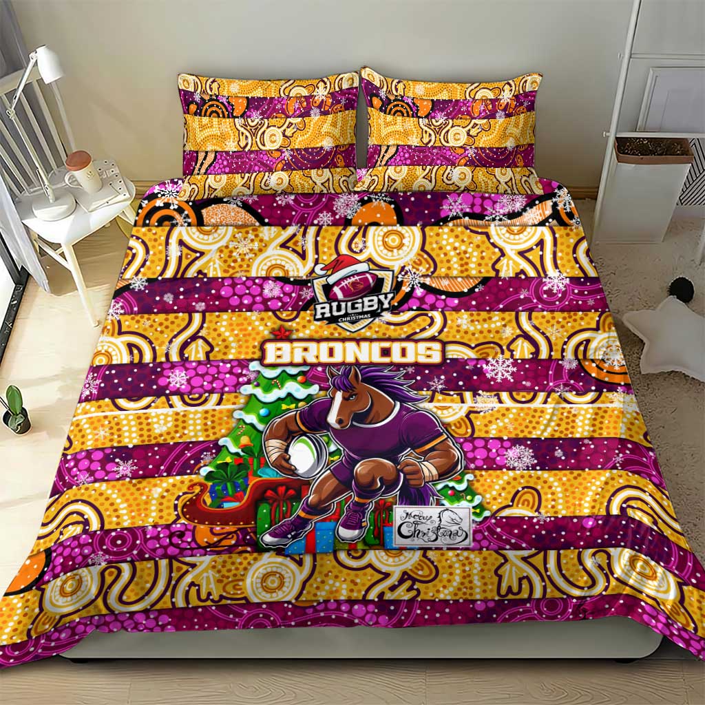 Broncos Rugby Merry Christmas Bedding Set Indigenous Australian Art