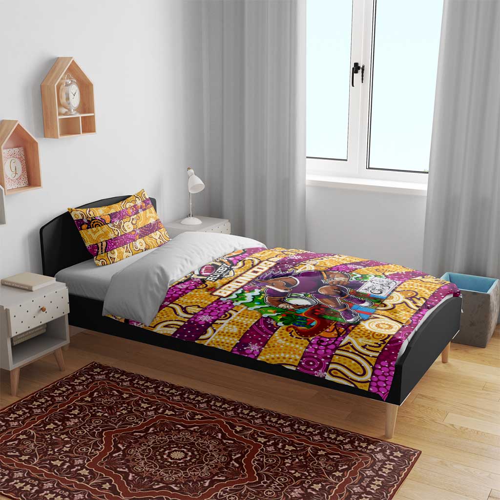 Broncos Rugby Merry Christmas Bedding Set Indigenous Australian Art