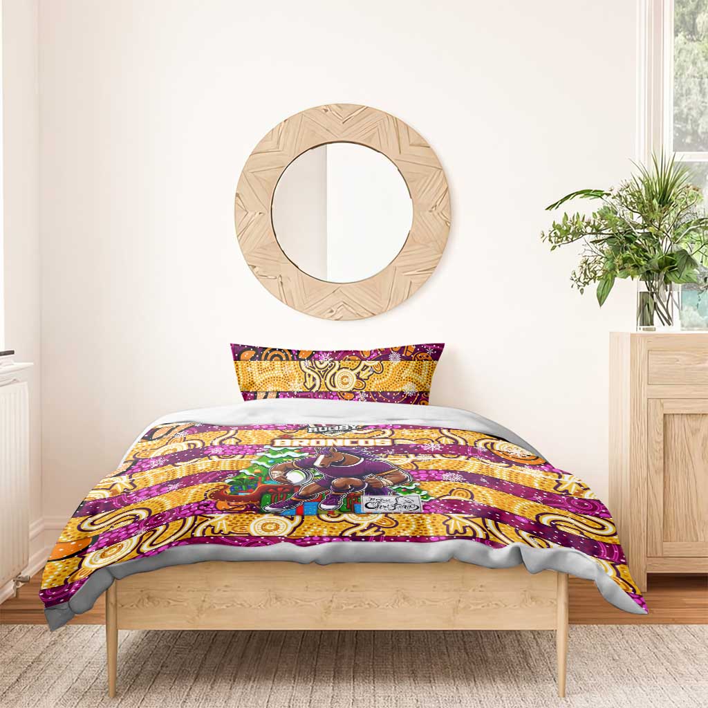 Broncos Rugby Merry Christmas Bedding Set Indigenous Australian Art