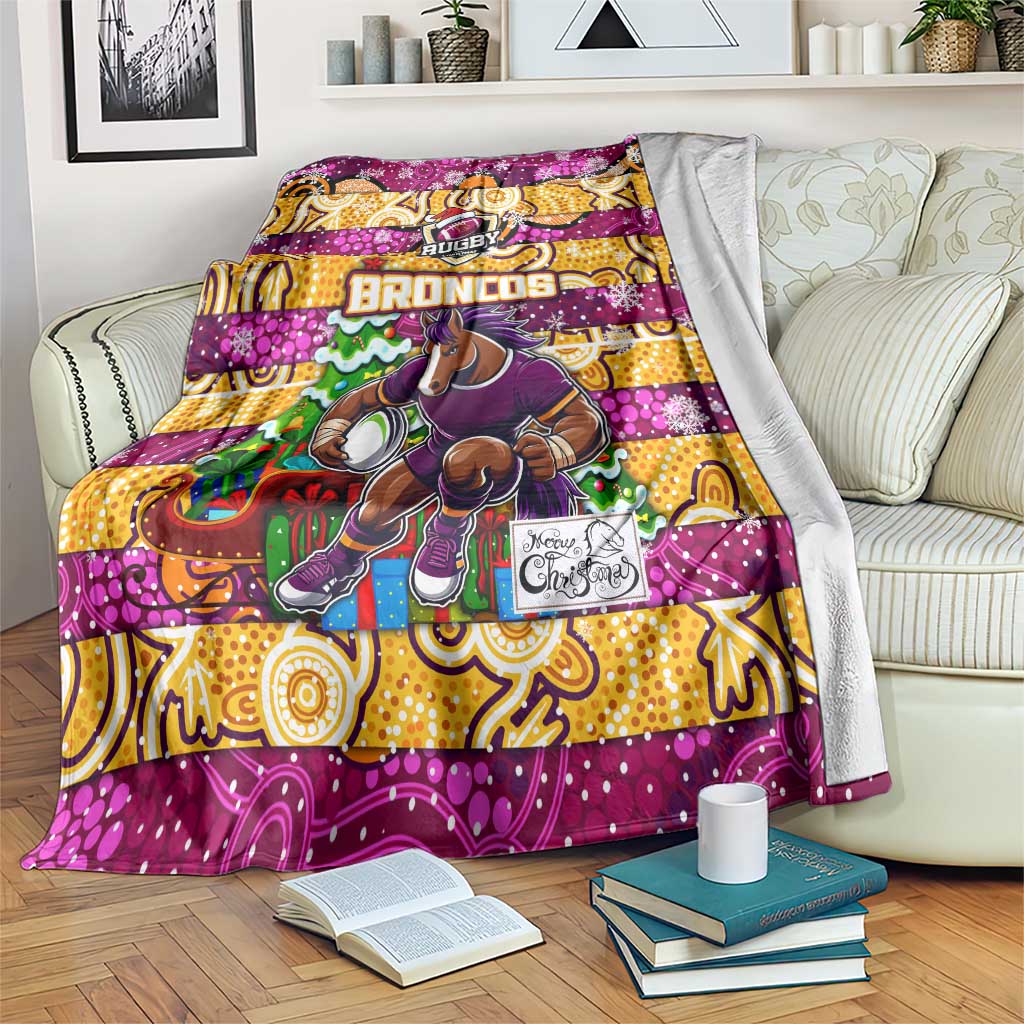 Broncos Rugby Merry Christmas Blanket Indigenous Australian Art