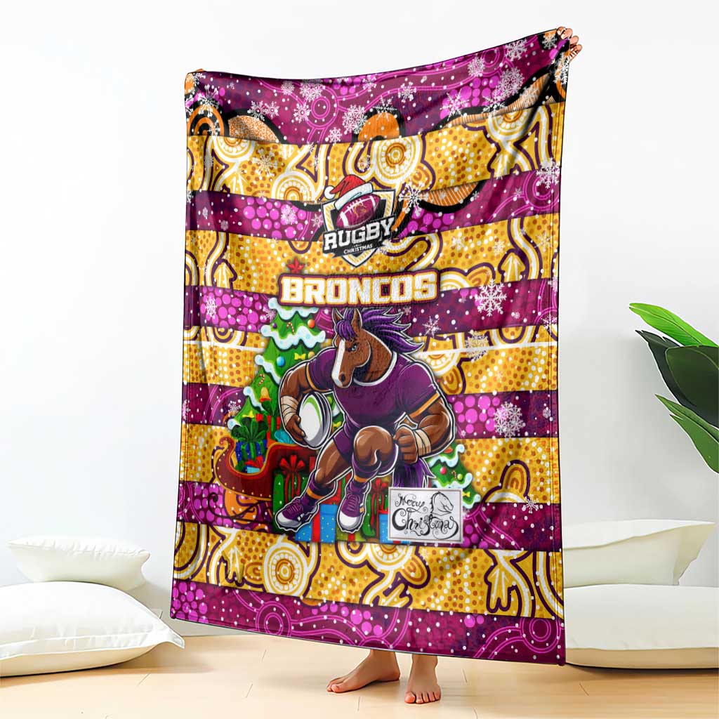 Broncos Rugby Merry Christmas Blanket Indigenous Australian Art