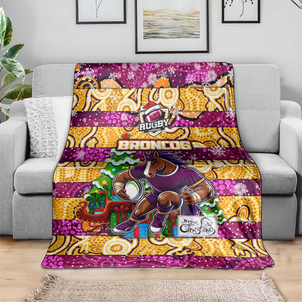 Broncos Rugby Merry Christmas Blanket Indigenous Australian Art