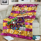 Broncos Rugby Merry Christmas Blanket Indigenous Australian Art