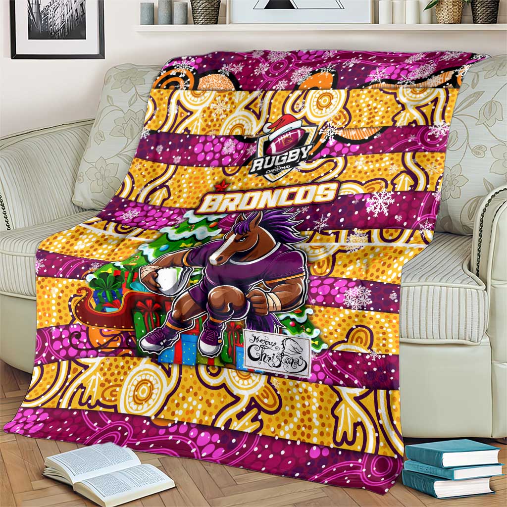 Broncos Rugby Merry Christmas Blanket Indigenous Australian Art