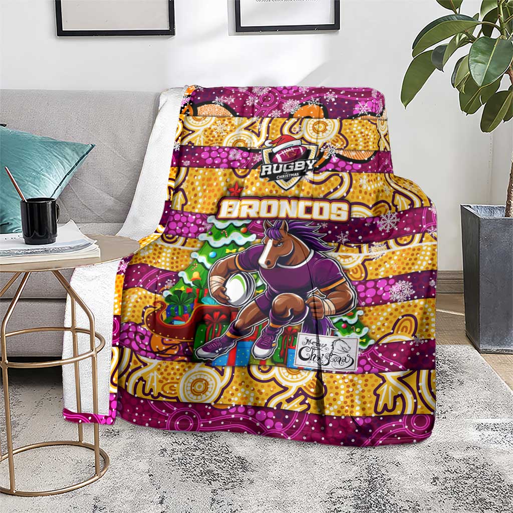 Broncos Rugby Merry Christmas Blanket Indigenous Australian Art