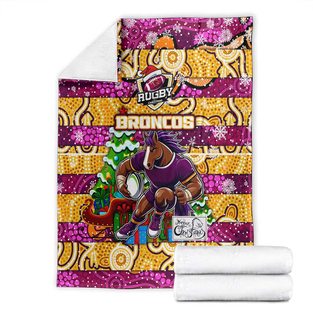 Broncos Rugby Merry Christmas Blanket Indigenous Australian Art