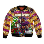 Custom Broncos Rugby Merry Christmas Bomber Jacket Indigenous Australian Art
