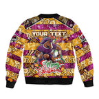 Custom Broncos Rugby Merry Christmas Bomber Jacket Indigenous Australian Art