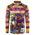 Custom Broncos Rugby Merry Christmas Button Sweatshirt Indigenous Australian Art